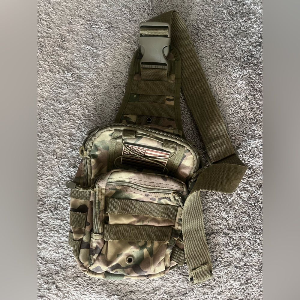 Tactical Camo miltary Utility Sling Bag - Olive Green Camo